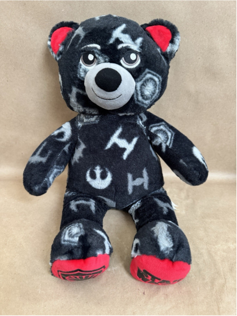 Rare BuildaBear Star Wars Pattern Bear Light Side/Dark Side 16" Tall Plush Bear